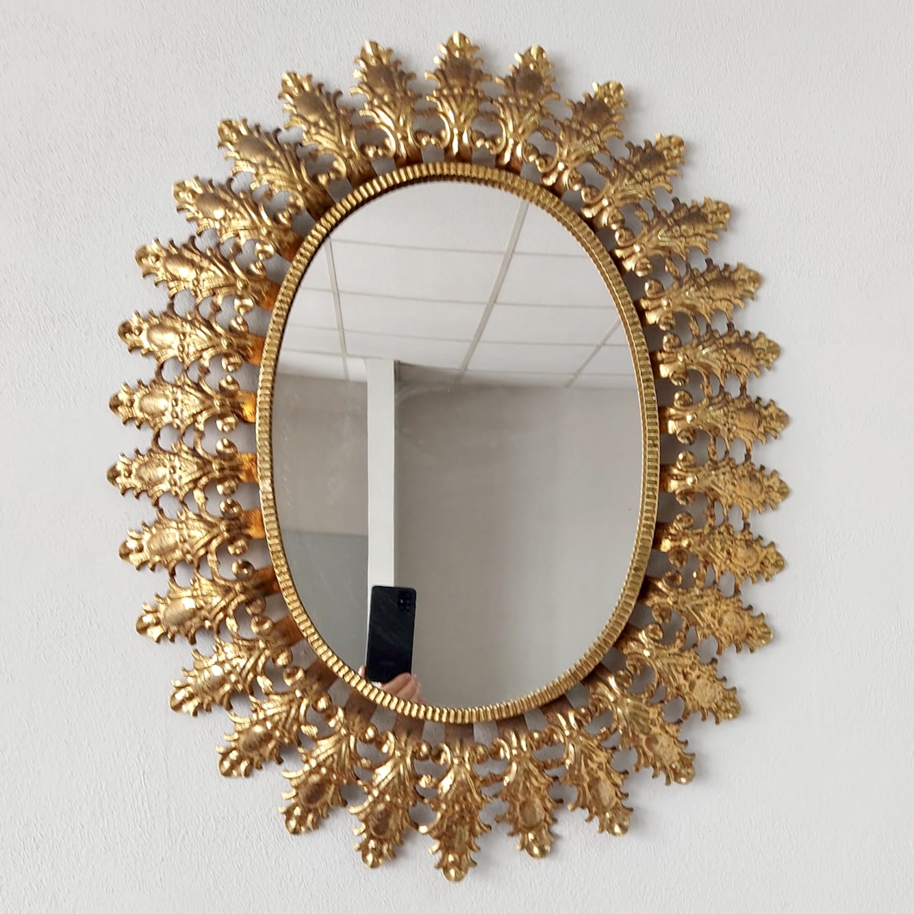 Miroir Convexe Traditionnel en Laiton, Artisanat Chinois Porte-Bonheur,  Décoration d'Extérieur